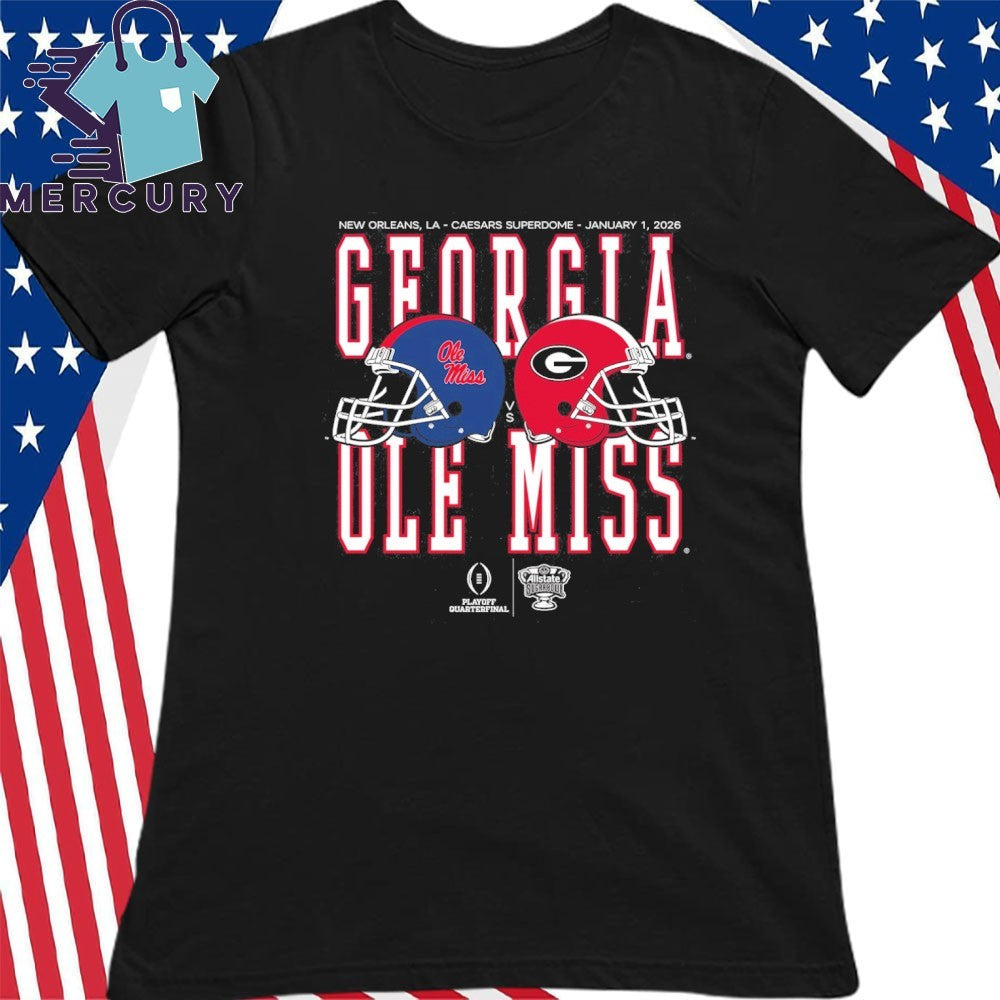 Allstate Sugar Bowl 2026 Ole Miss vs Georgia Helmet Matchup Helmet Shirt