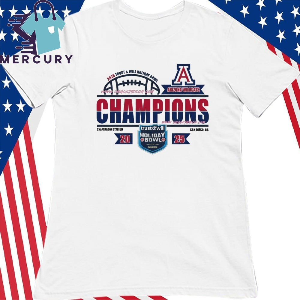 Arizona Wildcats Football 2026 Trust & Will Holiday Bowl Champions Locker Room Shirt