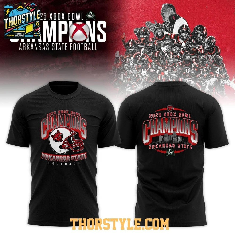 Arkansas State Red Wolves Football Xbox Bowl 2025 Champions Helmet Two Sided Shirt