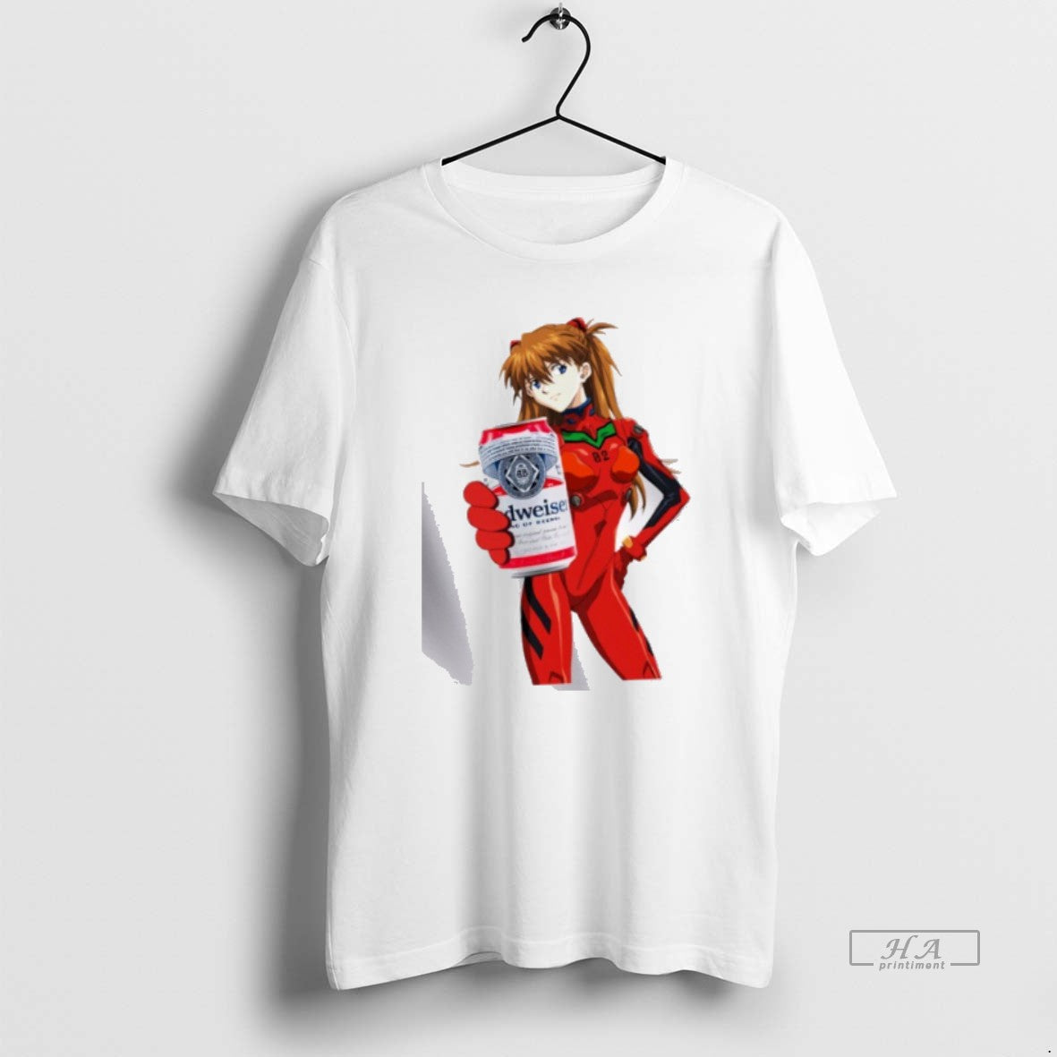 Official Asuka Langley Soryu X Budweiser Funny Anime T-Shirts, Hoodie, Sweatshirt | AU01DripNestTees.com