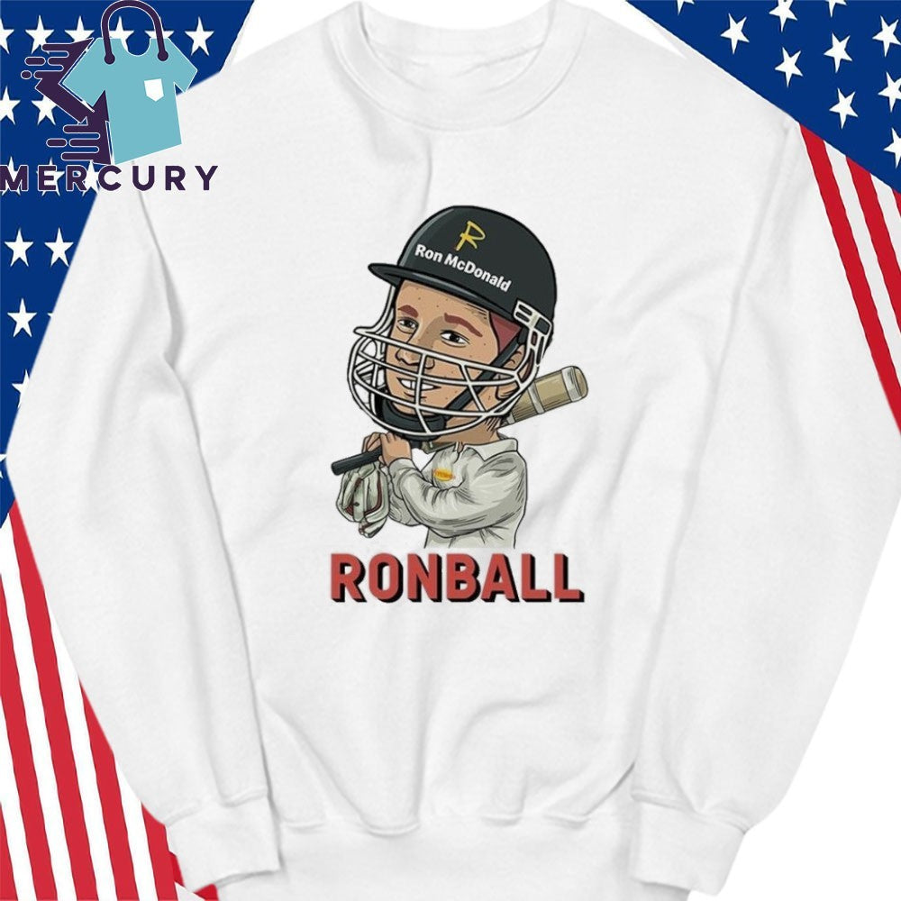 Ausmencricket wearing Ronball Andrew McDonald Shirt