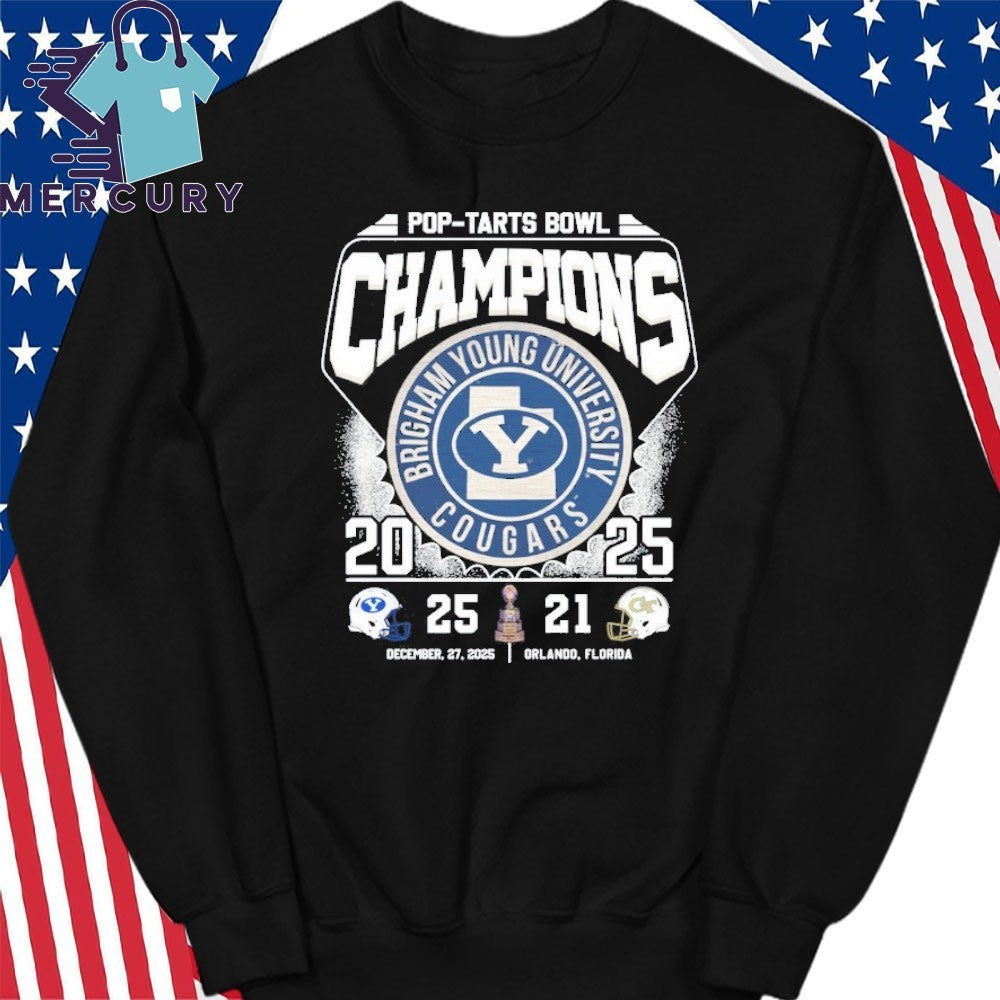 BYU Cougars Beat 25-21 Georgia Tech Yellow Jackets 2025 Pop-Tarts Bowl Champions Shirt