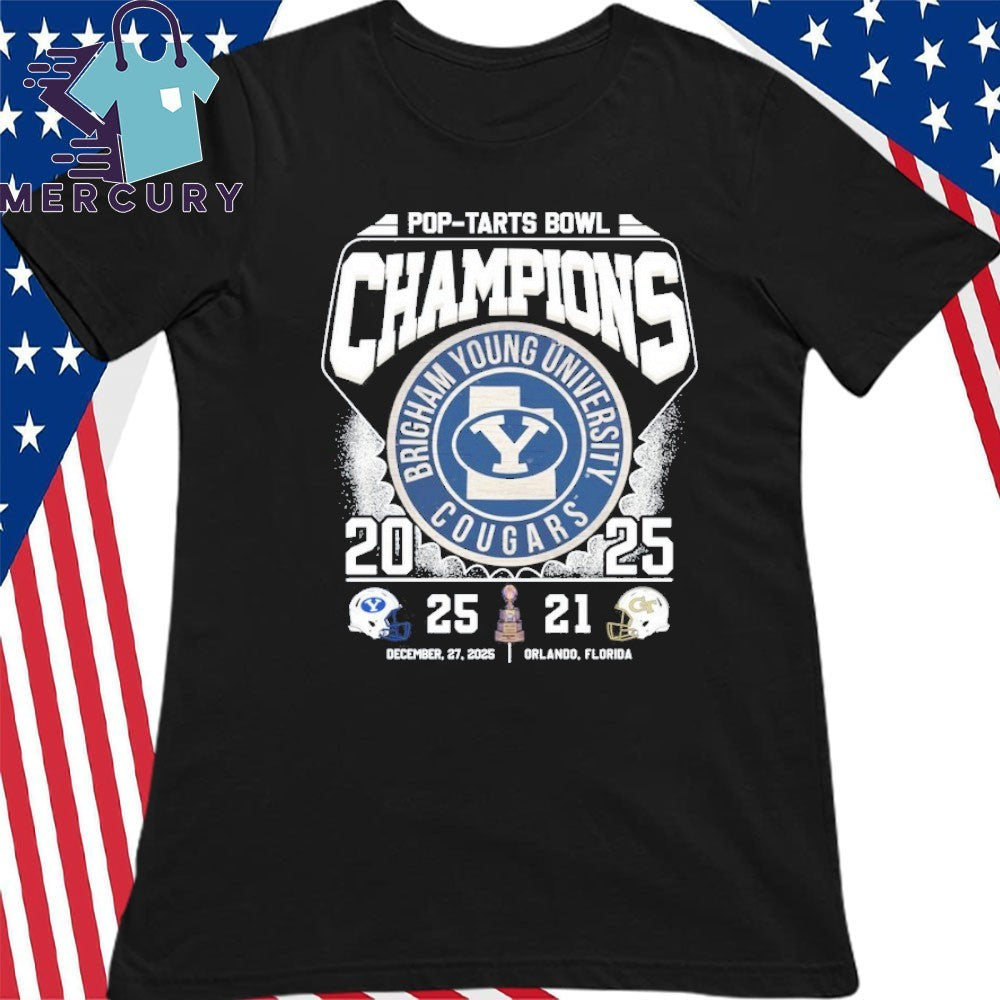BYU Cougars Beat 25-21 Georgia Tech Yellow Jackets 2025 Pop-Tarts Bowl Champions Shirt