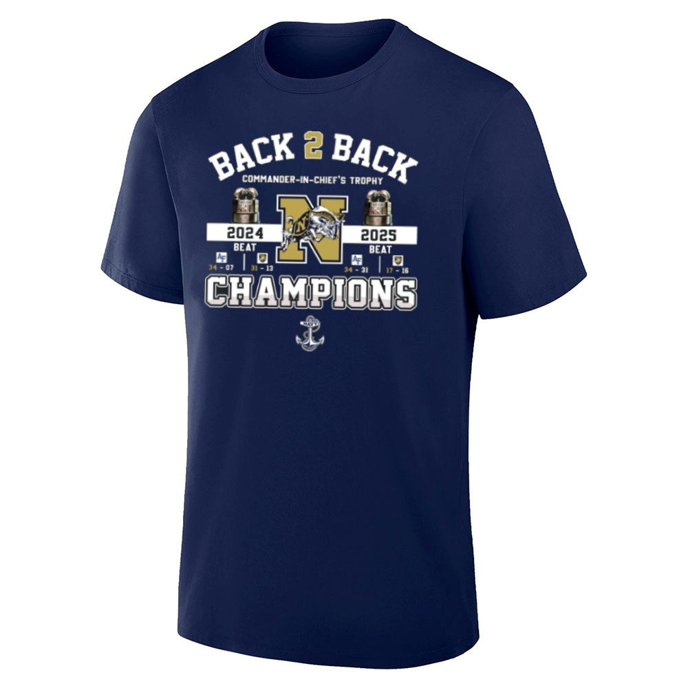 Back 2 Back Commander-in-Chief’s Trophy 2024-2025 Champions Navy Midshipmen Shirt