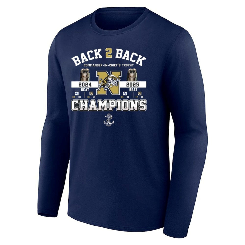 Back 2 Back Commander-in-Chief’s Trophy 2024-2025 Champions Navy Midshipmen Shirt