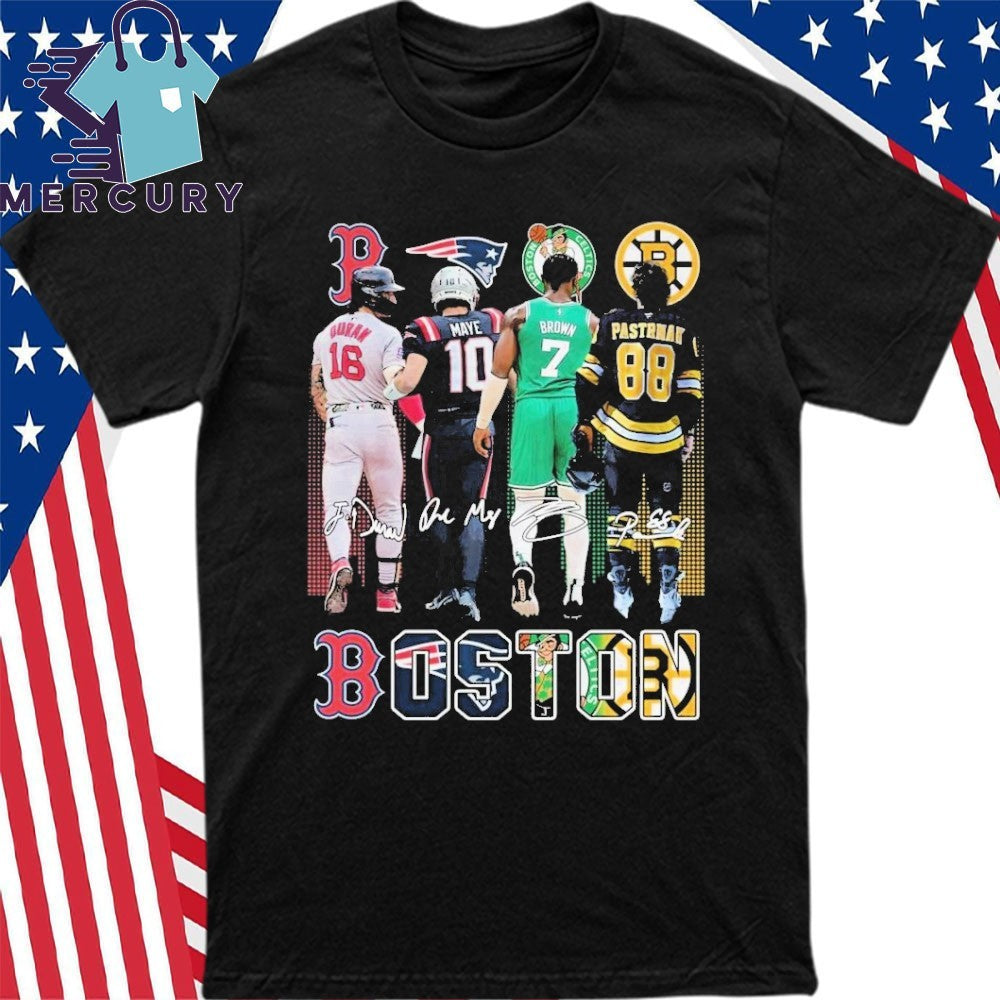 Boston Celtics Brown Bruins Pastrnak Patriots Maye Red Sox Duran 2025 Shirt