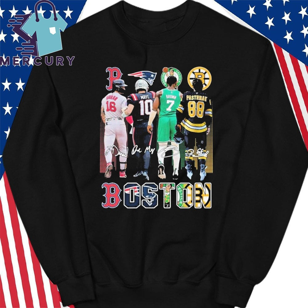 Boston Celtics Brown Bruins Pastrnak Patriots Maye Red Sox Duran 2025 Shirt