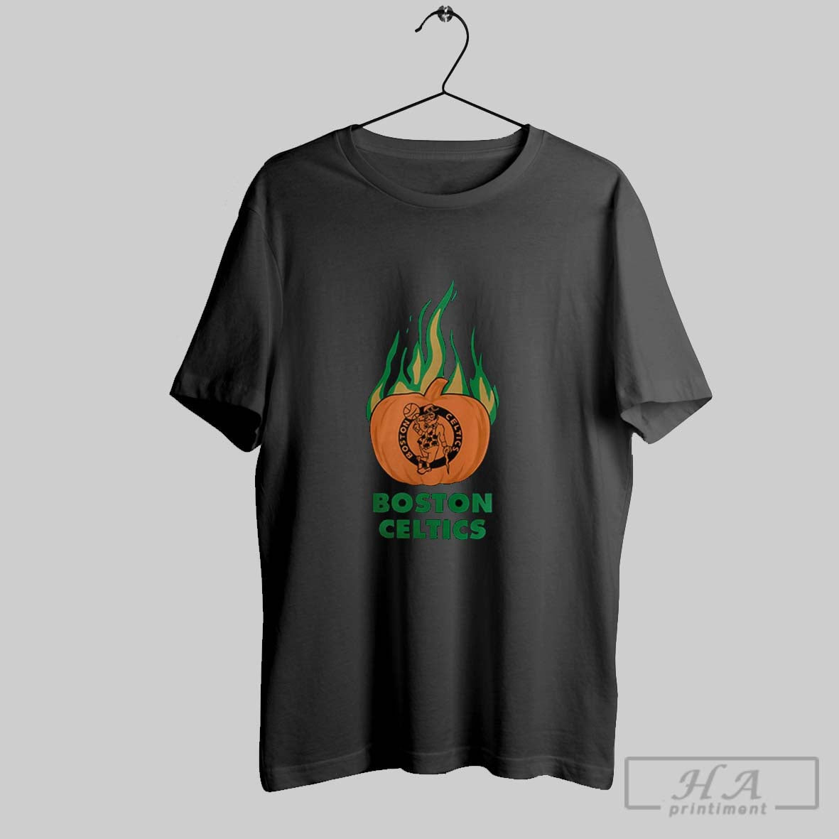 Official Boston Celtics Flaming Pumpkin Halloween 2025