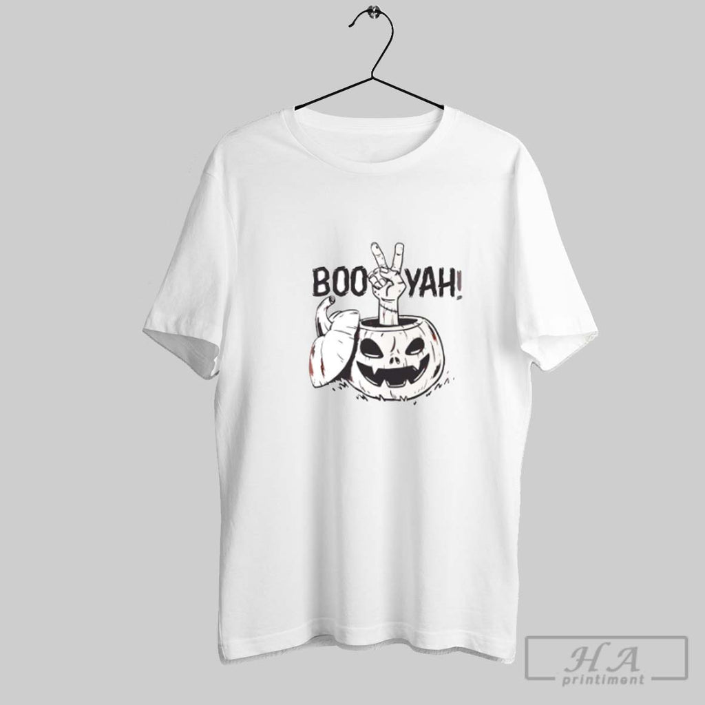 Official Boys Halloween Boo Yah Pumpkin White S