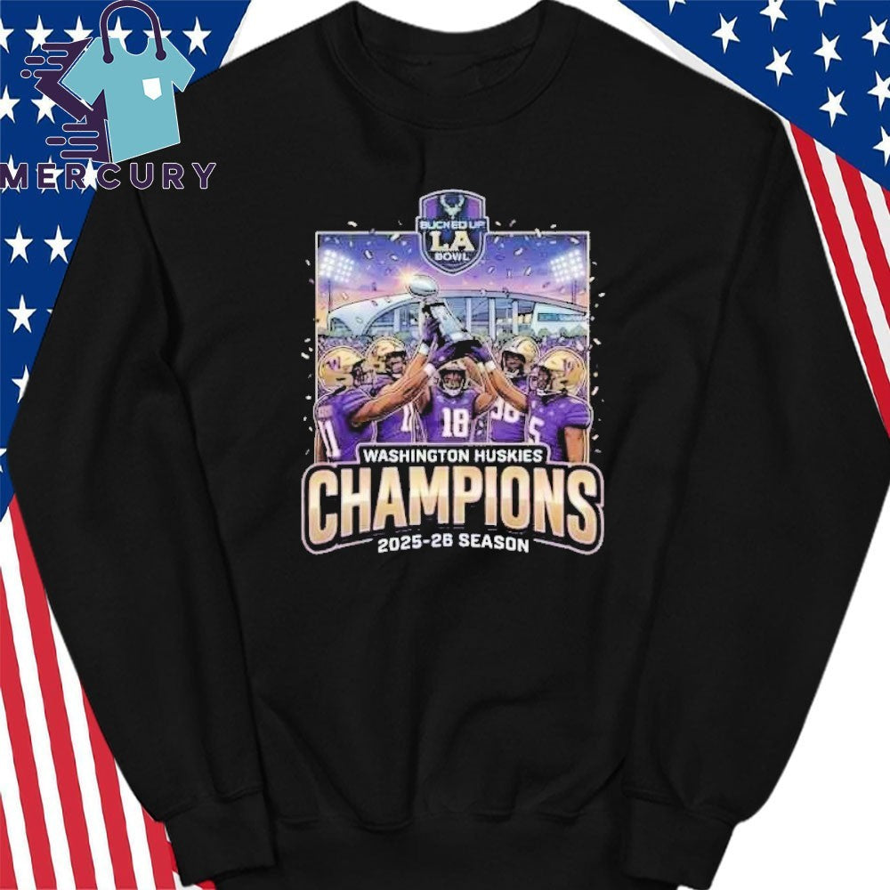 Bucked Up LA Bowl Hosted by Gronk 2025-26 Washington Huskies Champions Shirt