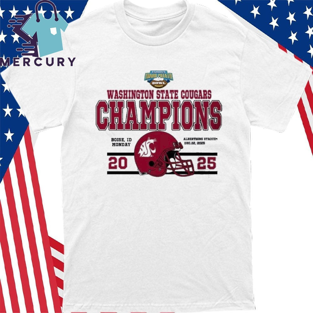 Celebrates 2025 Potato Bowl Champions Washington State Cougars Football The Champions 2025 Famous Idaho Potato Bowl Shirt