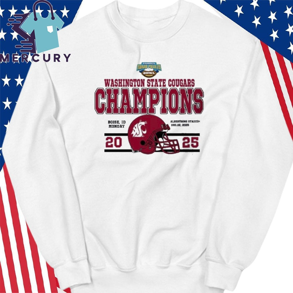 Celebrates 2025 Potato Bowl Champions Washington State Cougars Football The Champions 2025 Famous Idaho Potato Bowl Shirt