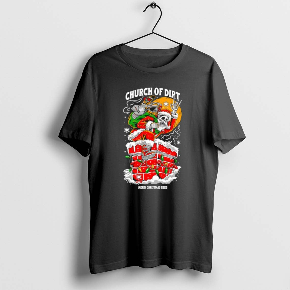Official Church Of Dirt Skeletal Santa Claus Merry Christmas 2025 T-Shirts, Hoodie, Sweatshirt | AU01DripNestTees.com