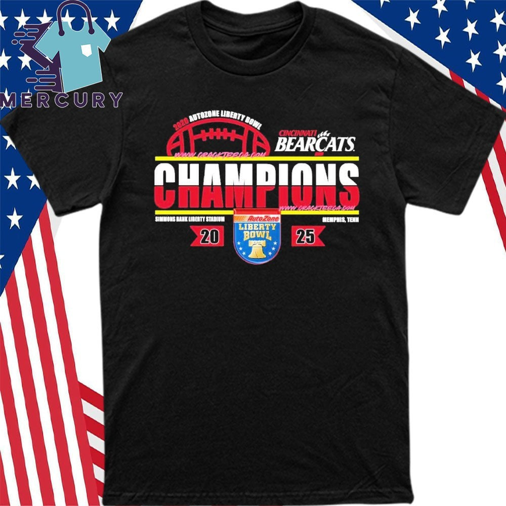 Cincinnati Bearcats 2026 Autozone Liberty Bowl Champions Locker Room Shirt