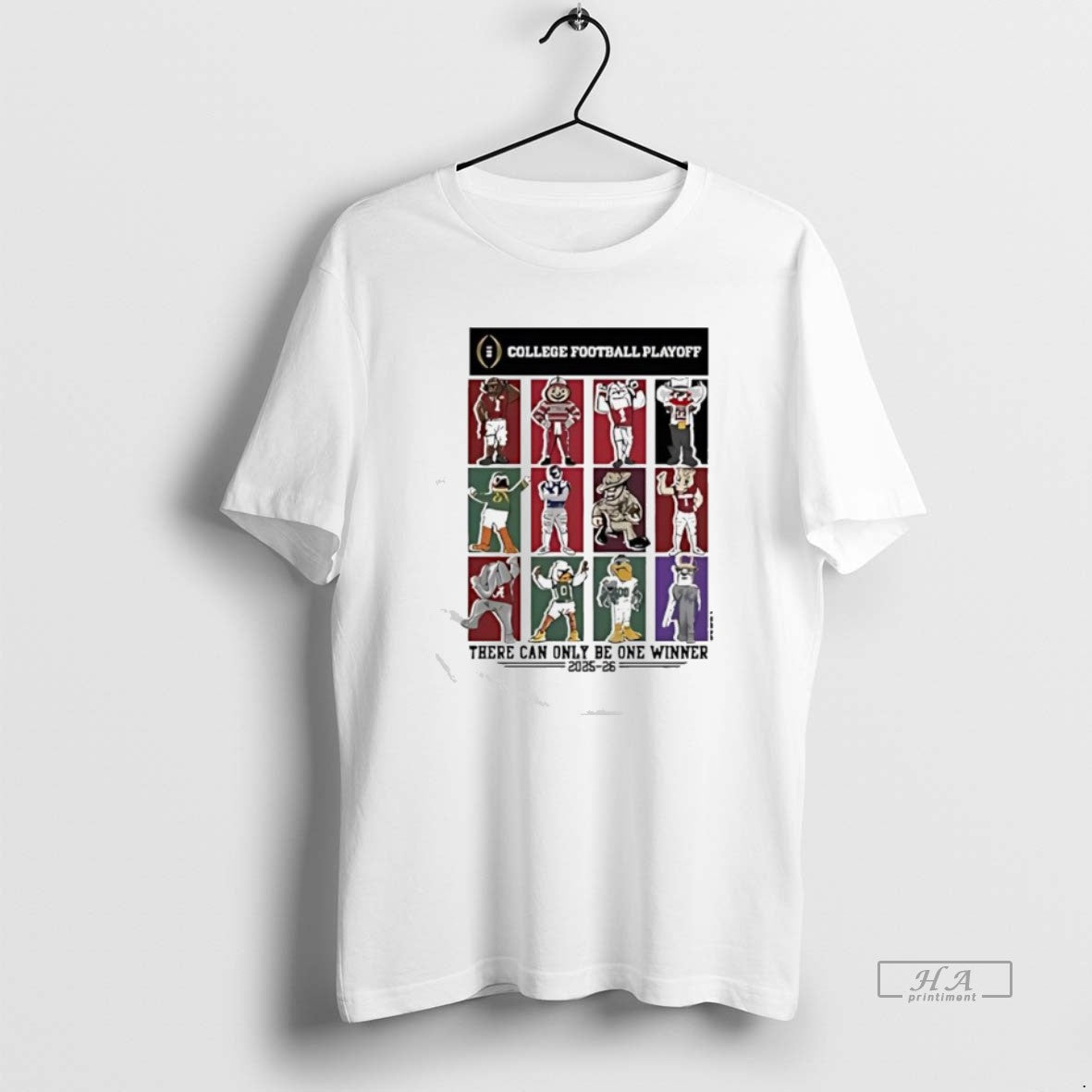 Official College Football Playoff 12 Team Mascots There Can Only Be One Winner 2025 T-Shirts, Hoodie, Sweatshirt