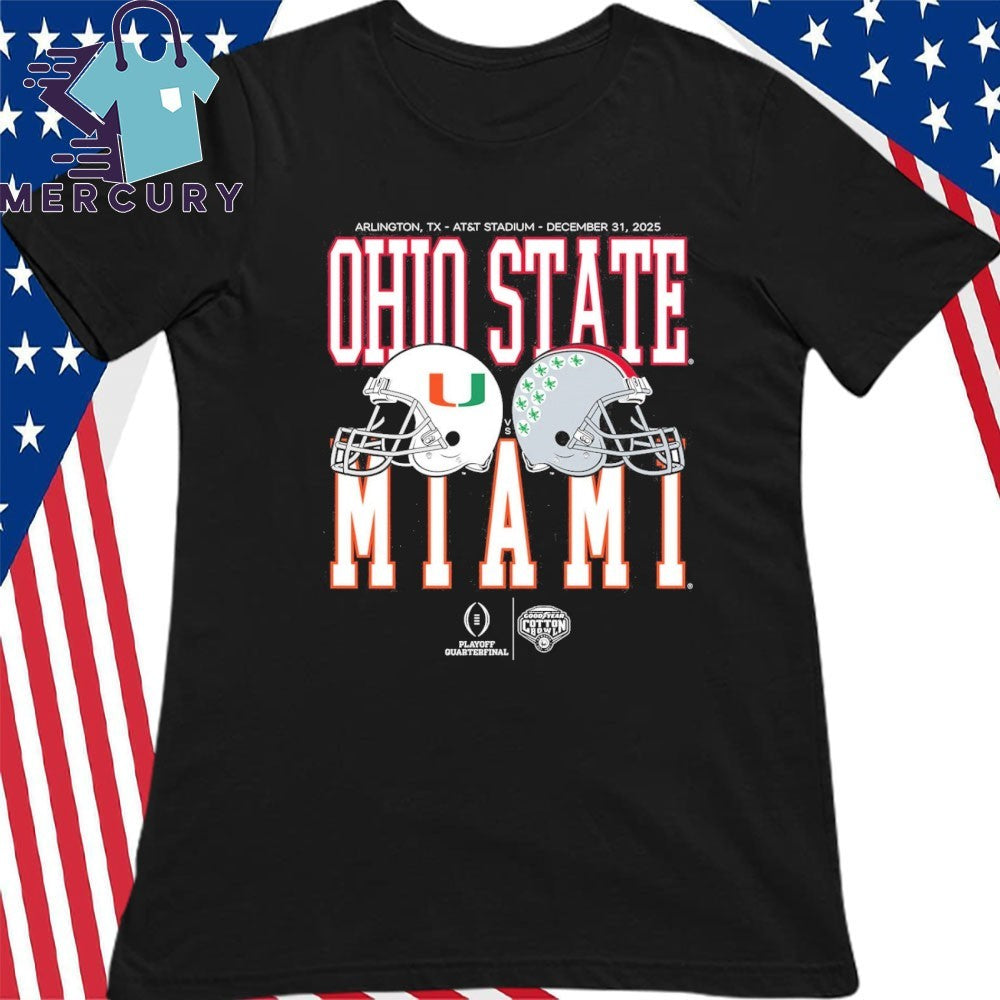 Cotton Bowl Classic 2025 Miami vs Ohio State Helmet Matchup Helmet Shirt