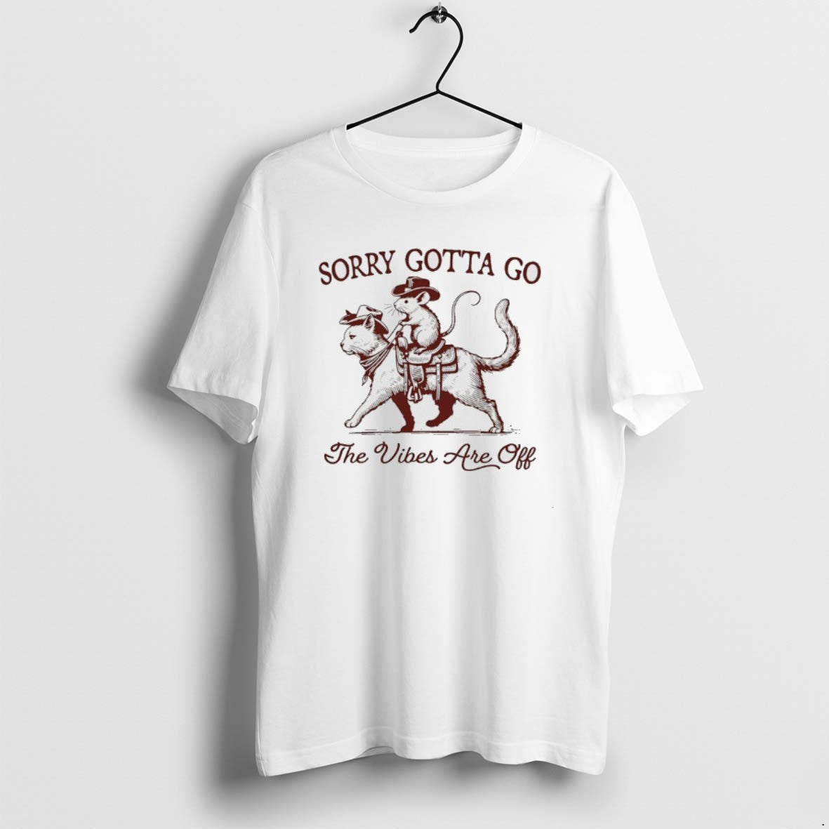 Official Cowboy Possum Riding Cat Sorry Gotta Go The Vibes Are Off T-Shirts, Hoodie, Sweatshirt | AU01DripNestTees.com