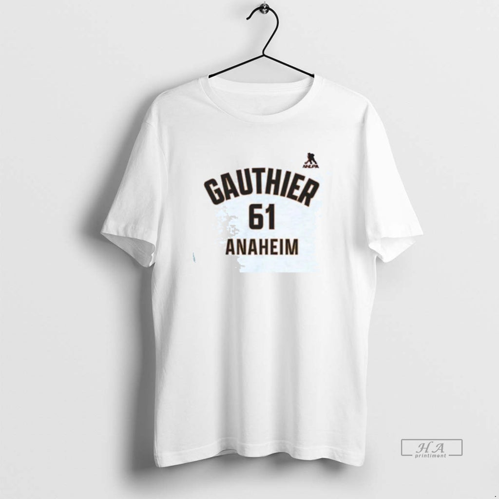 Official Cutter Gauthier Name And Number Anaheim Ducks T-Shirts, Hoodie, Sweatshirt | AU01DripNestTees.com