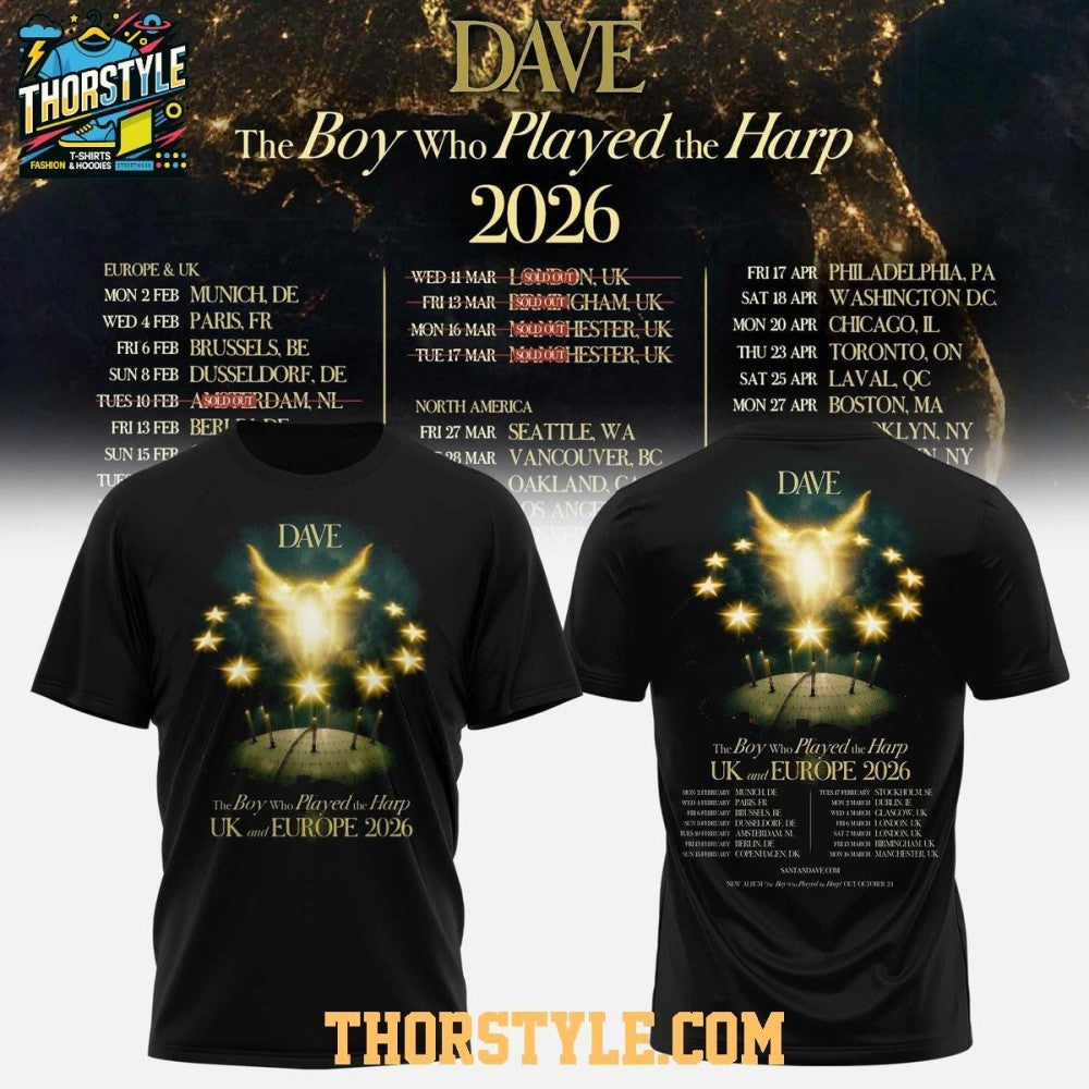 Dave The Boy Who Played the Harp Tour 2026 Schedule Europe Shirt