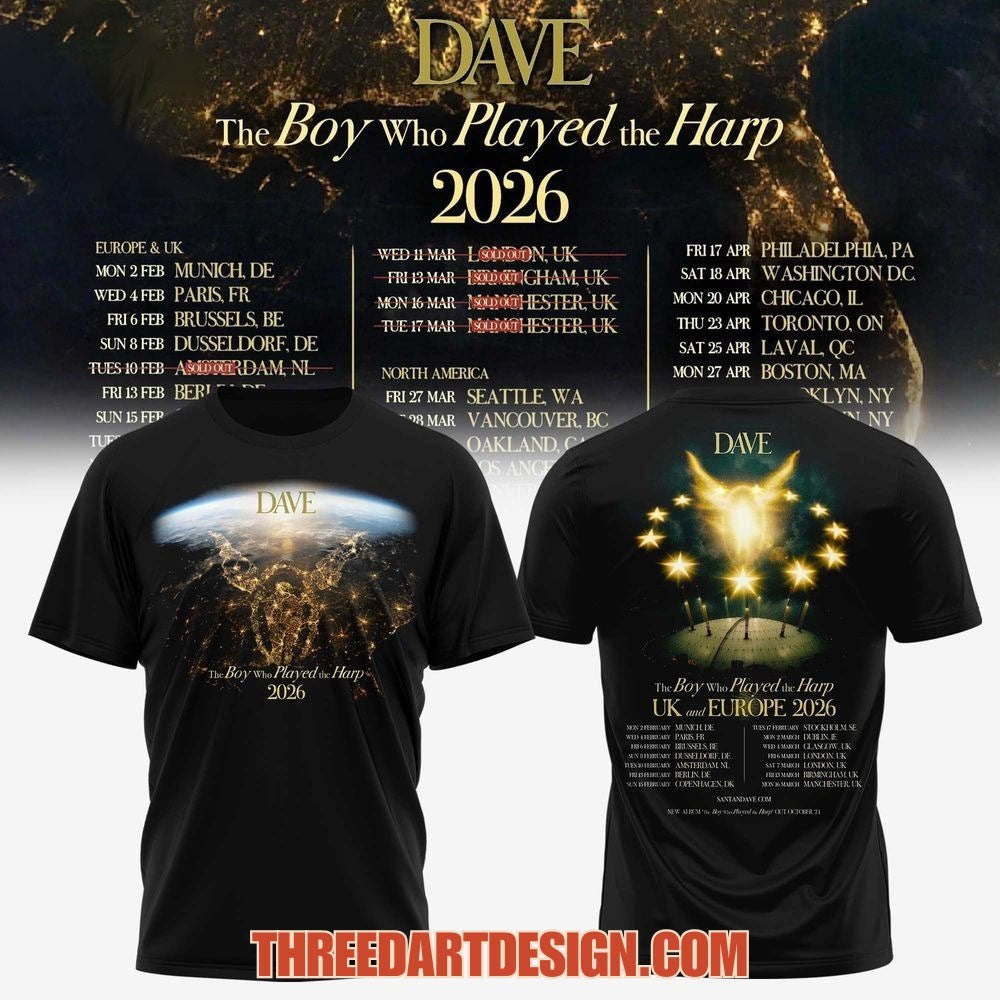 Dave The Boy Who Played the Harp UK And Europe Tour 2026 Shirt