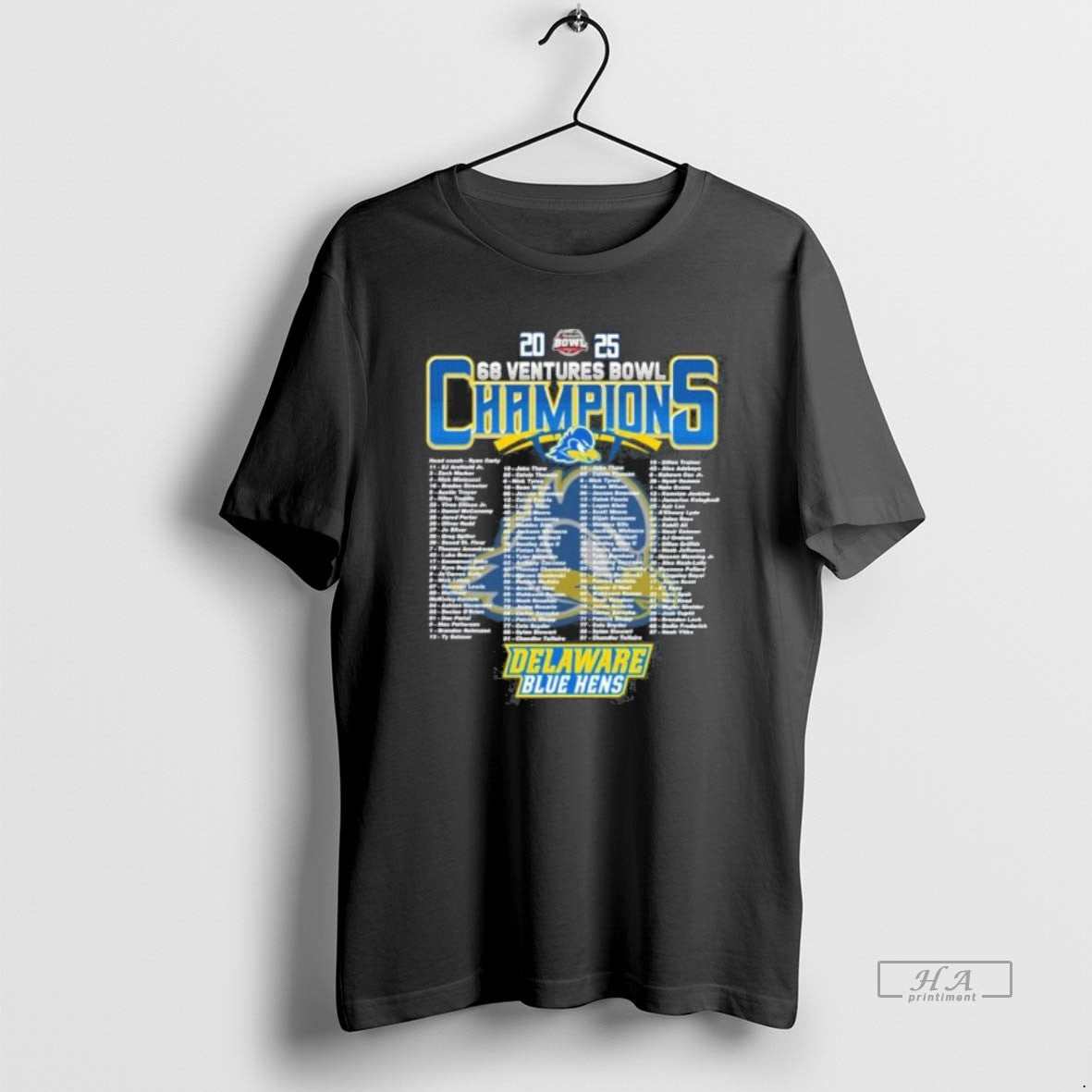 Official Delaware Blue Hens 2025 68 Ventures Bowl Champions Roster T-Shirts, Hoodie, Sweatshirt | AU01DripNestTees.com