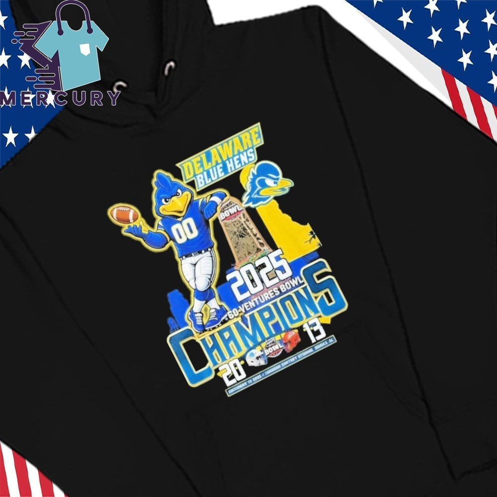 Delaware Fightin’ Blue Hens 68 Ventures Bowl Champions 2025 Mascot Shirt