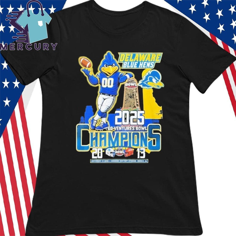Delaware Fightin’ Blue Hens 68 Ventures Bowl Champions 2025 Mascot Shirt