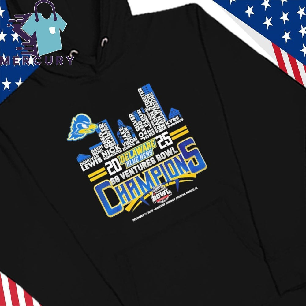 Delaware Fightin Blue Hens 68 Ventures Bowl Champions Skyline Shirt