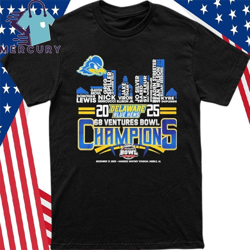Delaware Fightin Blue Hens 68 Ventures Bowl Champions Skyline Shirt