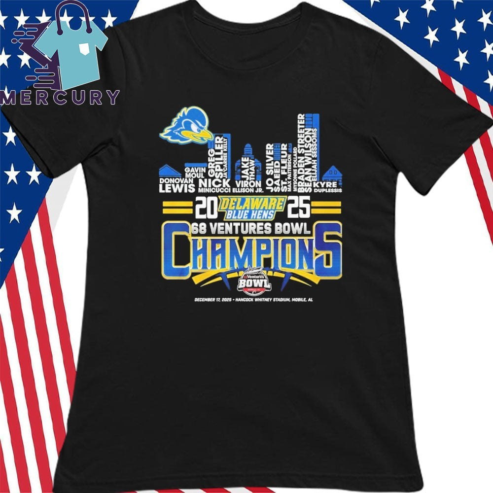 Delaware Fightin Blue Hens 68 Ventures Bowl Champions Skyline Shirt