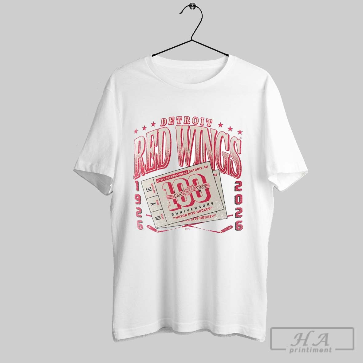 Official Detroit Red Wings 100 Years Little Caesars Arena