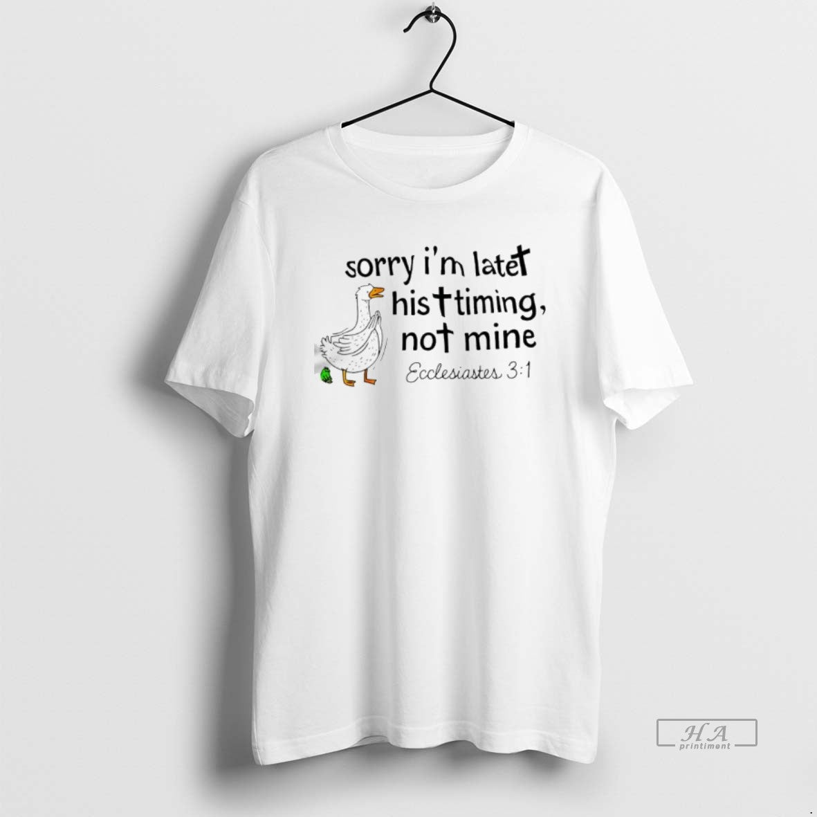 Official Goose And Frog Sorry Im Late His Timing Not Mine Ecclesiastes T-Shirts, Hoodie, Sweatshirt | AU01DripNestTees.com