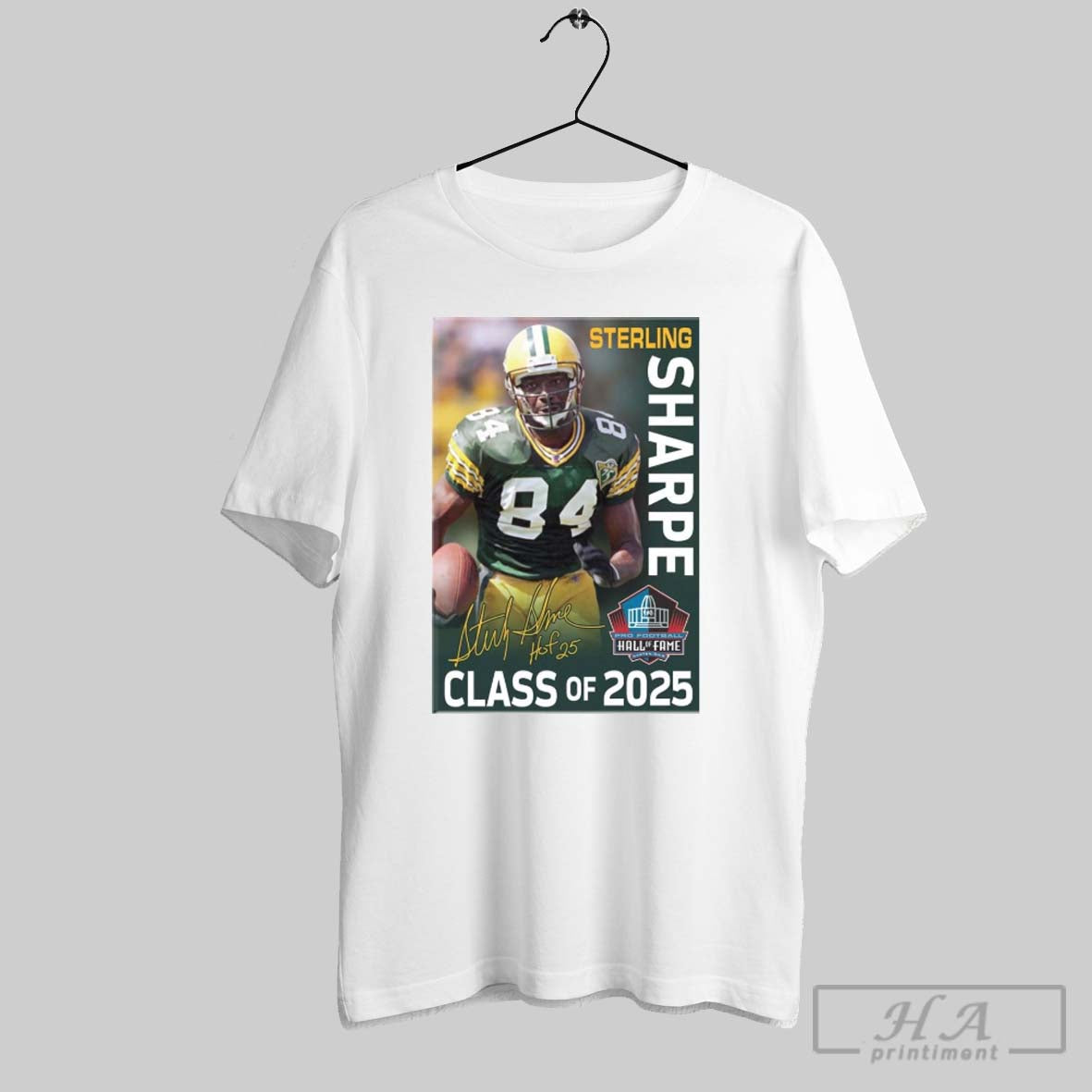 Official Green Bay Packers 84 Sterling Sharpe Pro Football Hof Class Of 2025 Signature Tee