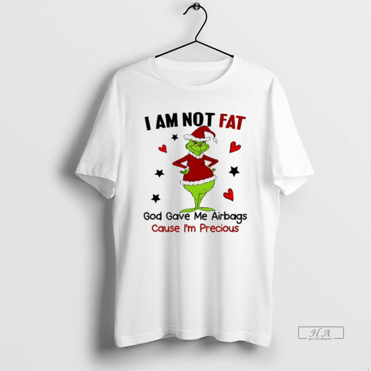 Official Grinch Christmas Im Not Fat God Gave Me Airbags Cause Im Precious T-Shirts, Hoodie, Sweatshirt