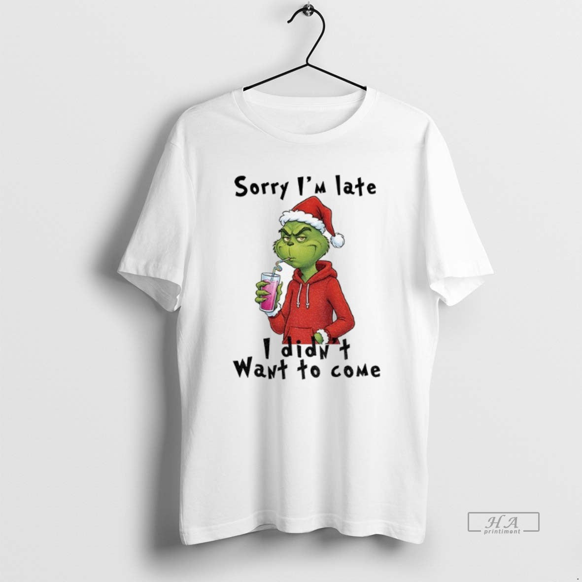 Official Grinch Santa Hat Sorry Im Late I Didnt Want To Come Christmas T-Shirts, Hoodie, Sweatshirt | AU01DripNestTees.com