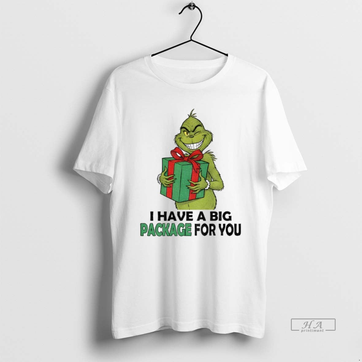 Official Grinch Santa Holding Gift I Have A Big Package For You Christmas T-Shirts, Hoodie, Sweatshirt | AU01DripNestTees.com
