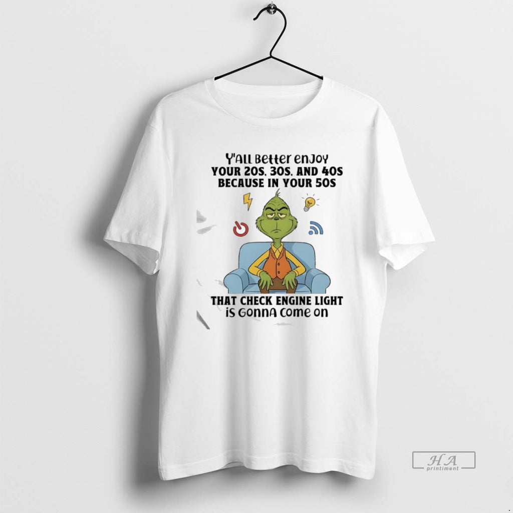 Official Grinch That Check Engine Light Is Gonna Come On T-Shirts, Hoodie, Sweatshirt | AU01DripNestTees.com