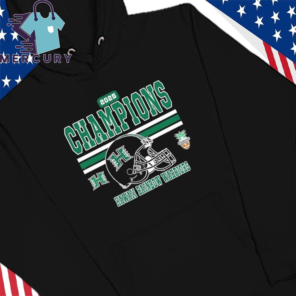 Hawaii Rainbow Warriors Football 2025 Hawaii Bowl Champions Helmet Shirt
