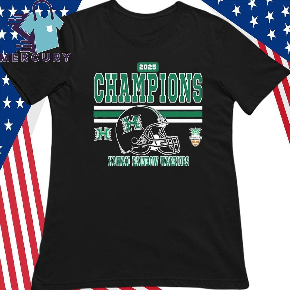 Hawaii Rainbow Warriors Football 2025 Hawaii Bowl Champions Helmet Shirt