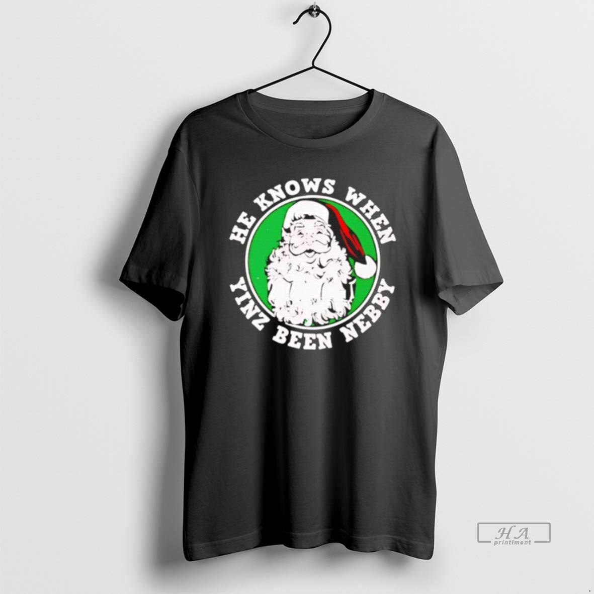 Official He Knows When Yinz Been Nebby Santa Christmas T-Shirts, Hoodie, Sweatshirt | AU01DripNestTees.com