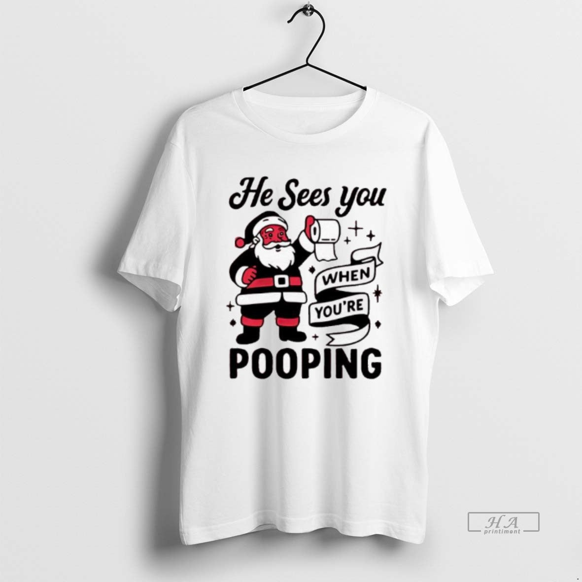 Official He Sees You When Youre Pooping Christmas Santa Claus T-Shirts, Hoodie, Sweatshirt | AU01DripNestTees.com