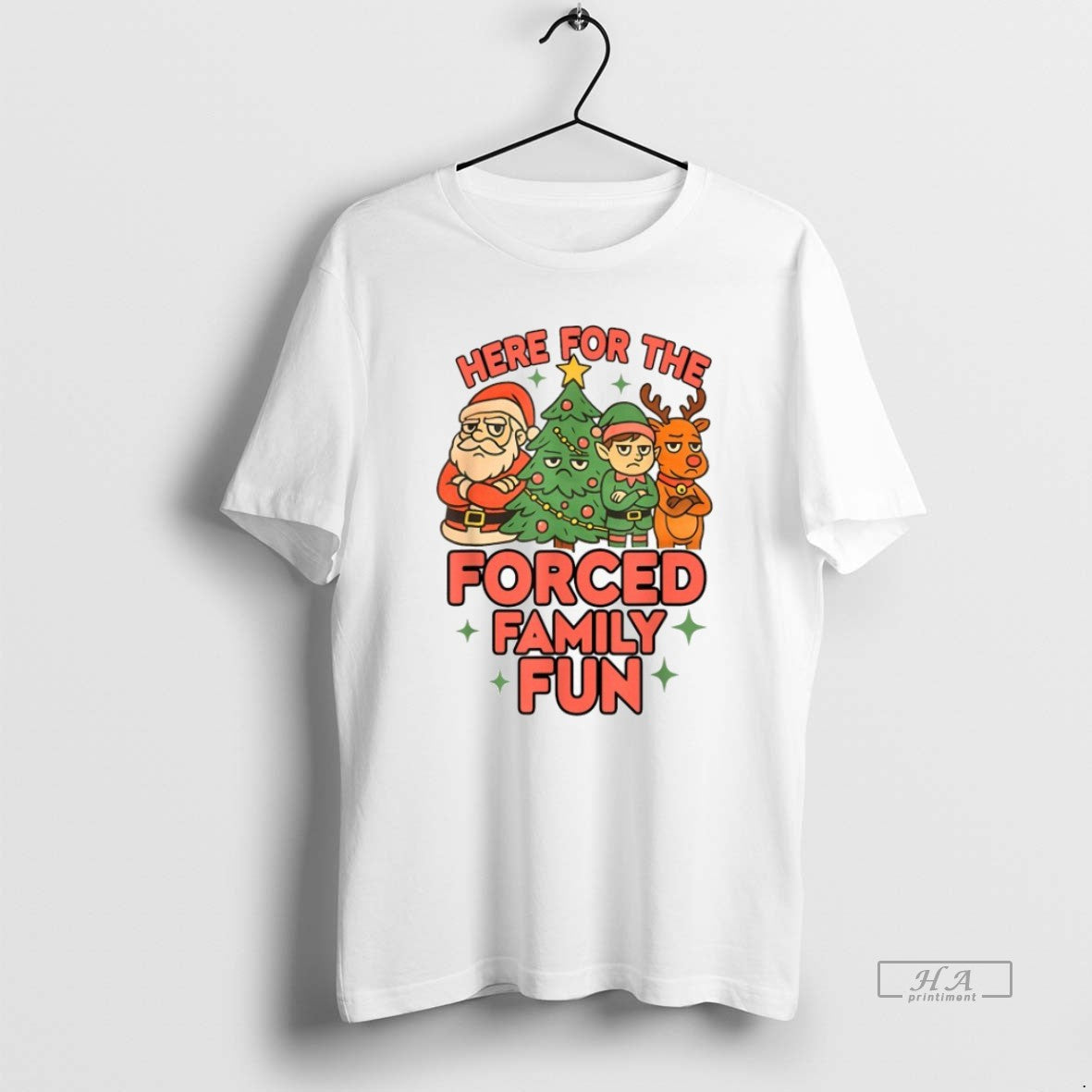 Official Here For The Forced Family Fun Santa Elf Reindeer Christmas T-Shirts, Hoodie, Sweatshirt | AU01DripNestTees.com