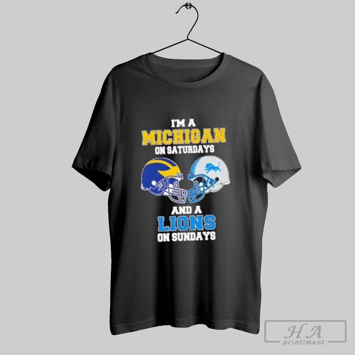 Official Im A Michigan On Saturdays And A Lions On Sundays Football Helmet