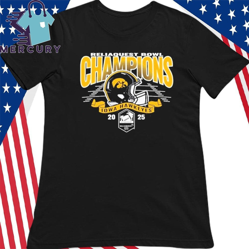Iowa Hawkeyes 2025 ReliaQuest Bowl Football Champions Helmet Shirt