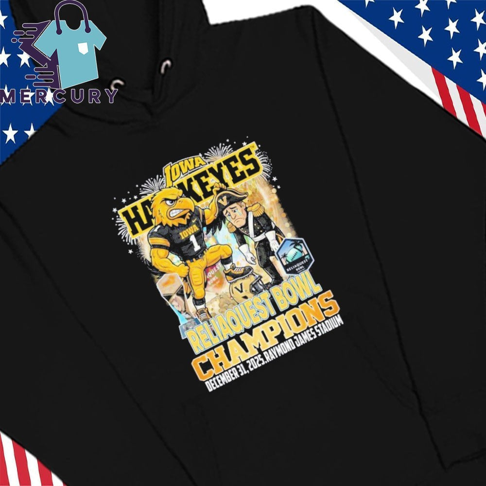 Iowa Hawkeyes 2025 Reliaquest Bowl Champions Mascot Shirt
