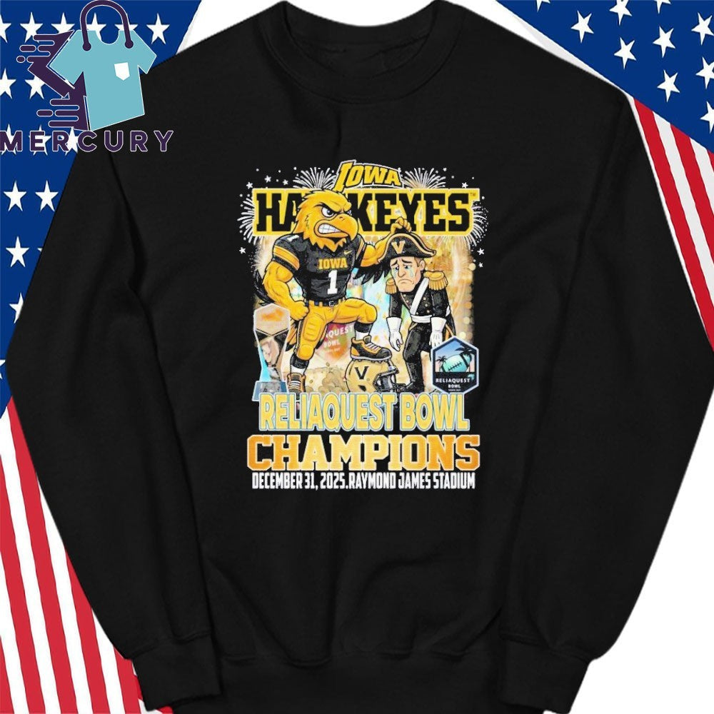 Iowa Hawkeyes 2025 Reliaquest Bowl Champions Mascot Shirt