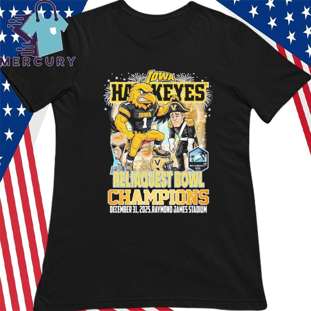 Iowa Hawkeyes 2025 Reliaquest Bowl Champions Mascot Shirt