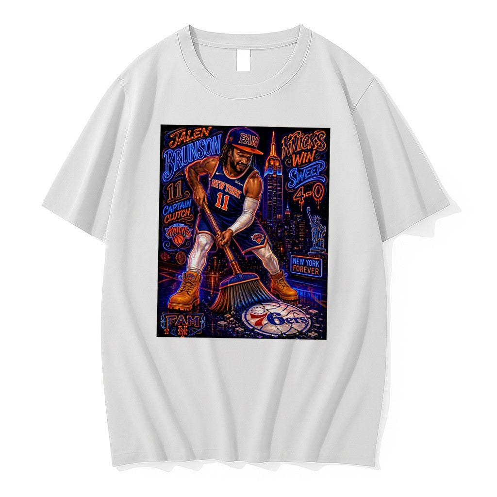 Official Jalen Brunson New York Knicks Win Sweep 4 0 Tee T Shirts Jpg