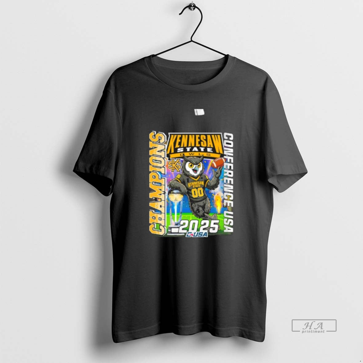 Official Kennesaw State Owls Mascot 2025 C Usa Football Champions T-Shirts, Hoodie, Sweatshirt | AU01DripNestTees.com