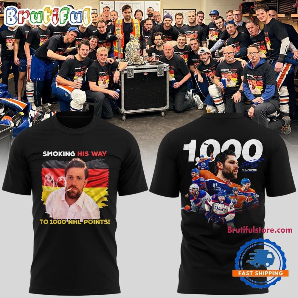 Leon Draisaitl Edmonton Oilers 1000 Career NHL Points Limited Edition Two Sided Shirt